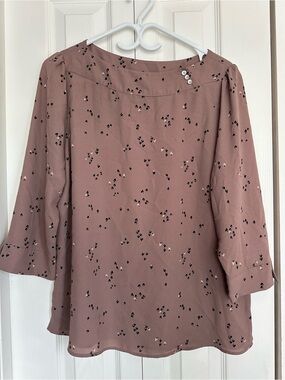 Reitmans Mauve-Pink Floral Button-Shoulder Blouse